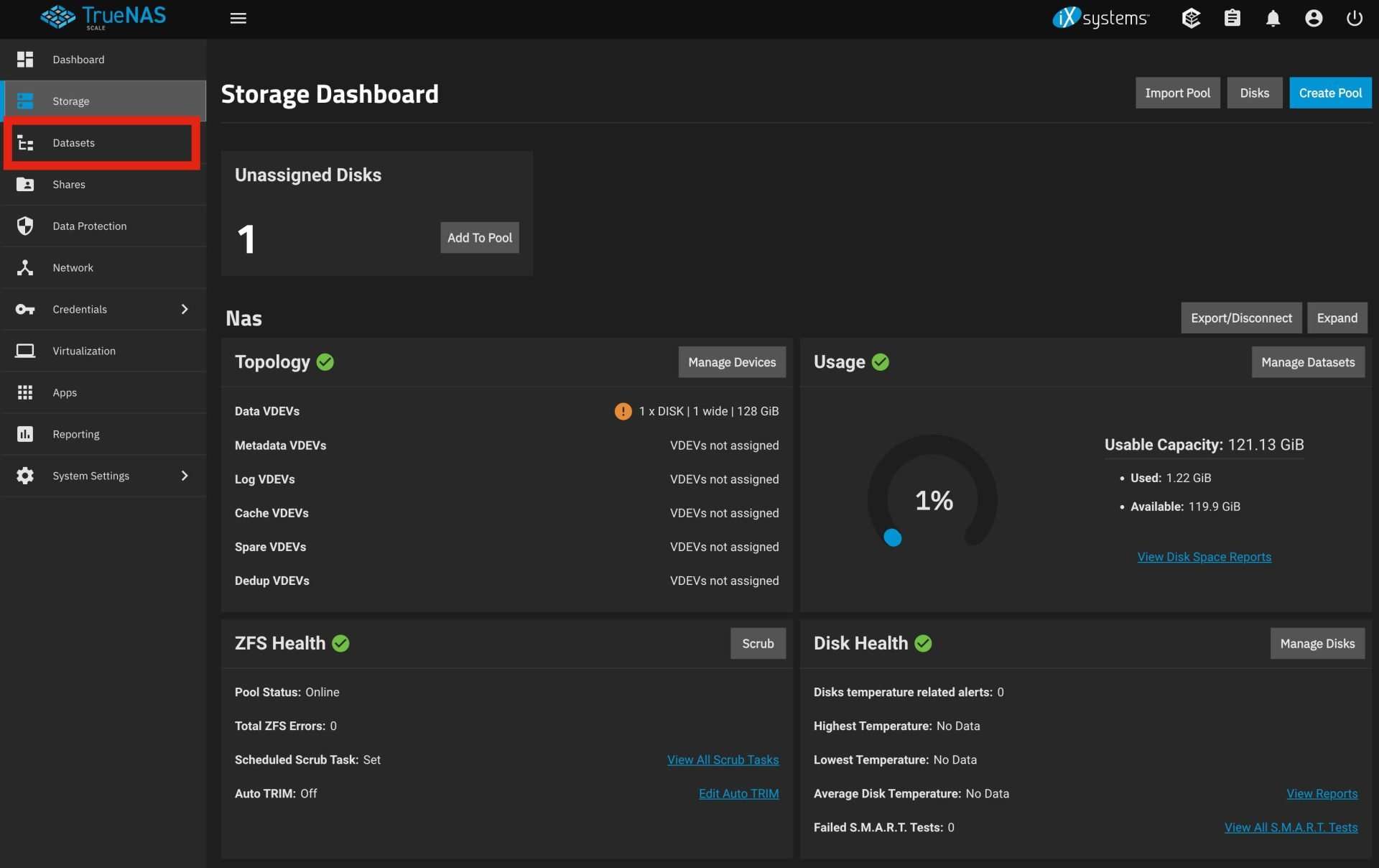 truenas scale pool and dataset